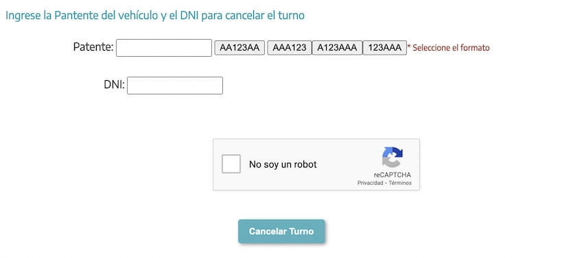anular turno vtv San Martín